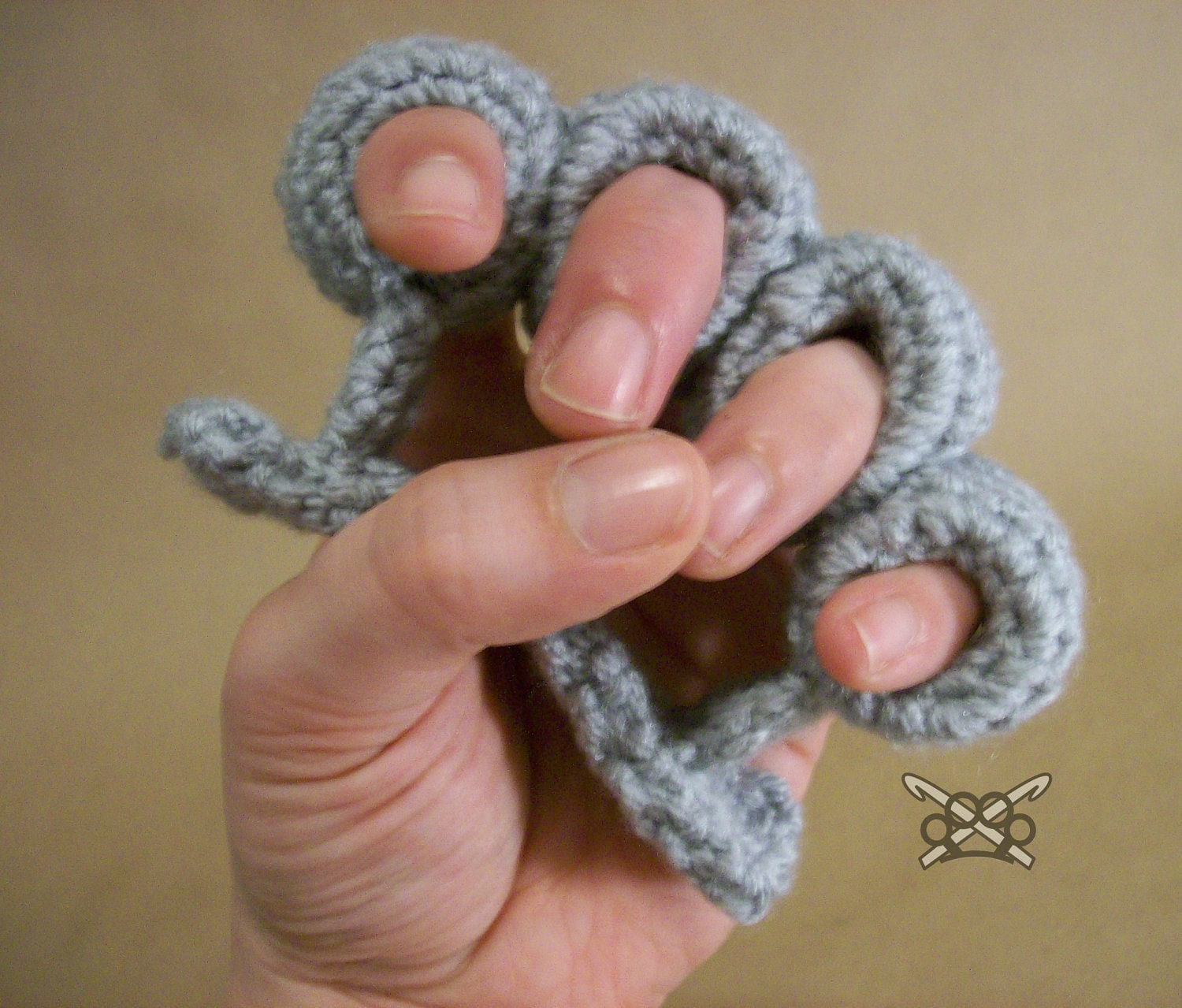 MADE TO ORDER - Brass Knuckles in Silver Crochet diy