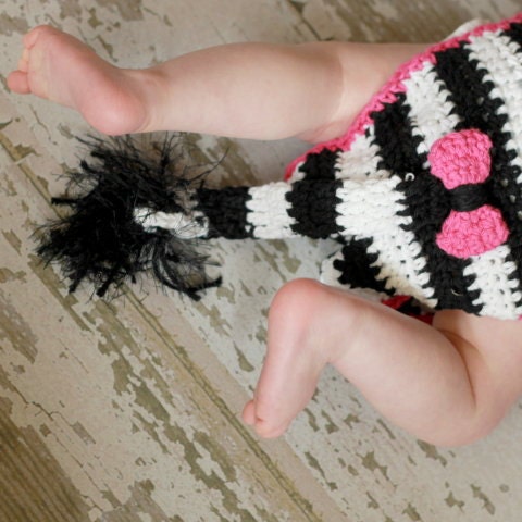 Zoey the Zebra Hat and Diaper Cover Set