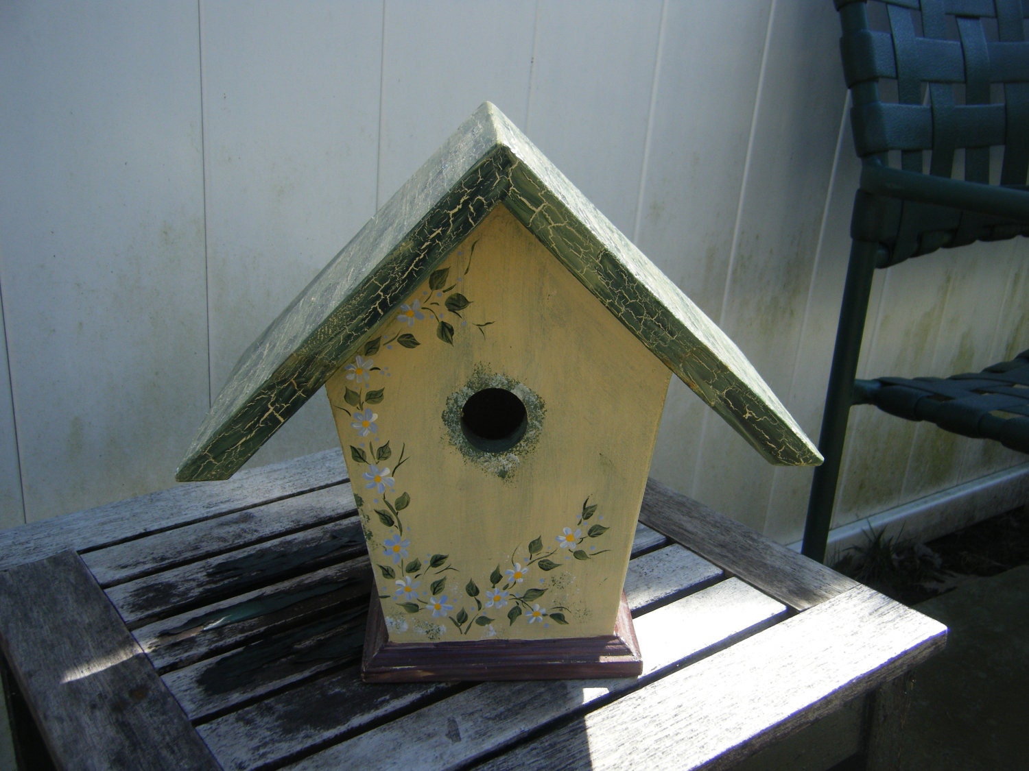 SALE Shabby Chic Birdhouse Large size Hand painted OOAK