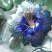 Stunning enameled and gold tone Blue Iris Vintage Brooch