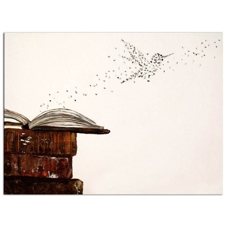 Typography Hummingbird Art Print - 8 x 10 - Typographic print - "Fly" - Perfect artwork for writer