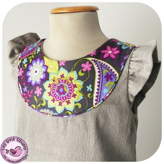 Kate's Dress - 12 mths to 8 yrs - PDF Pattern and Instructions -  A-line, 2 yoke options, lined bodice
