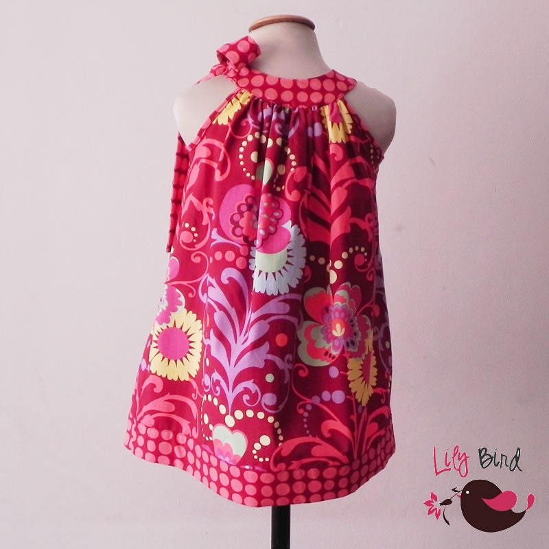 Lily Bird Studio PDF Sewing Pattern - Pink Dress - pillowcase style - 12 months to 8 years - easy sew