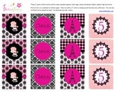 Custom personalized Paris Pink Poodle party circles - 8 DESIGNS INCLUDED - diy printable favor tags cupcake toppers napkin rings food labels
