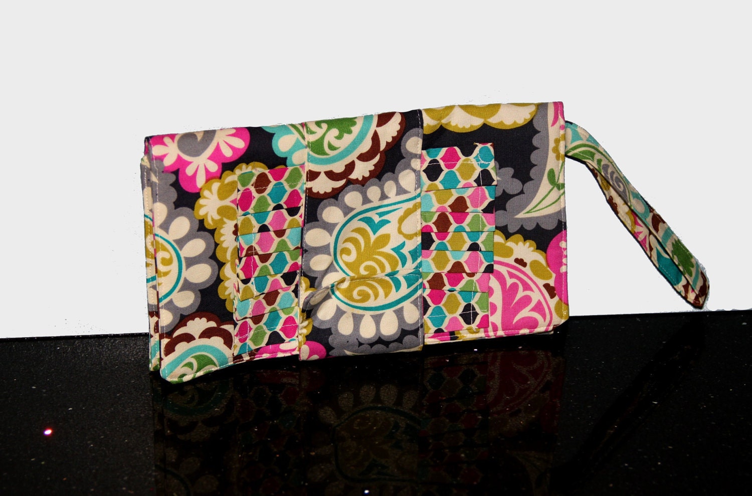 Retro Paisley Ruffled Diaper Clutch