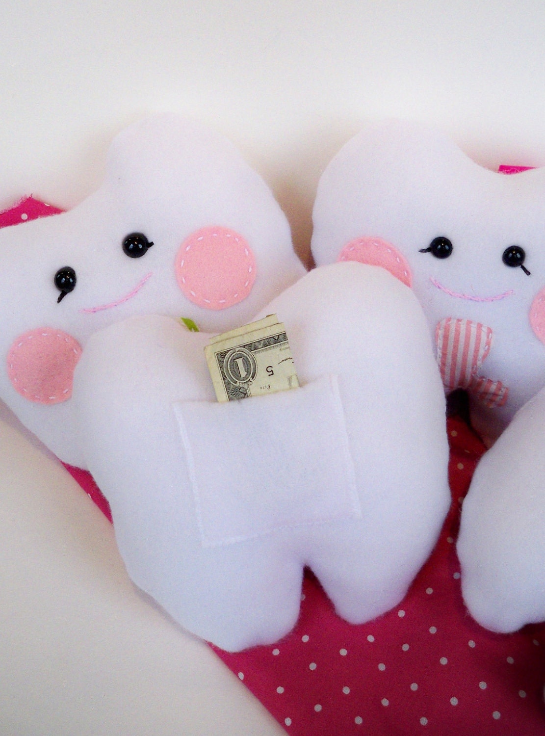 Boy or Girl Tooth Fairy plush toy pillow with the child letter
