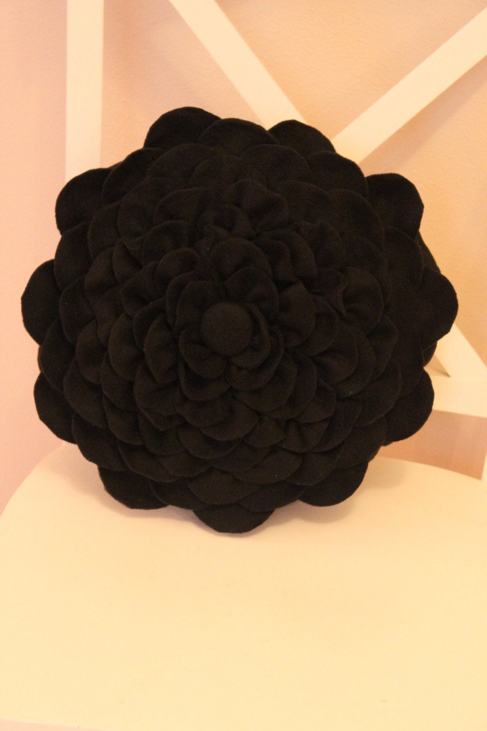 Black Felt Flower Pillow