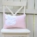 Pink Shabby Chic Pillow with White Fraying Flower and Pink Pearl Accents