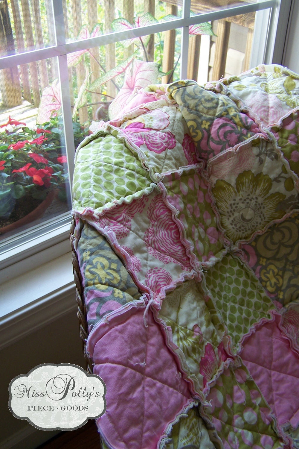 Baby Crib Bedding- READY TO SHIP Baby and Toddler Rag Quilt in Amy Butler Midwest Modern