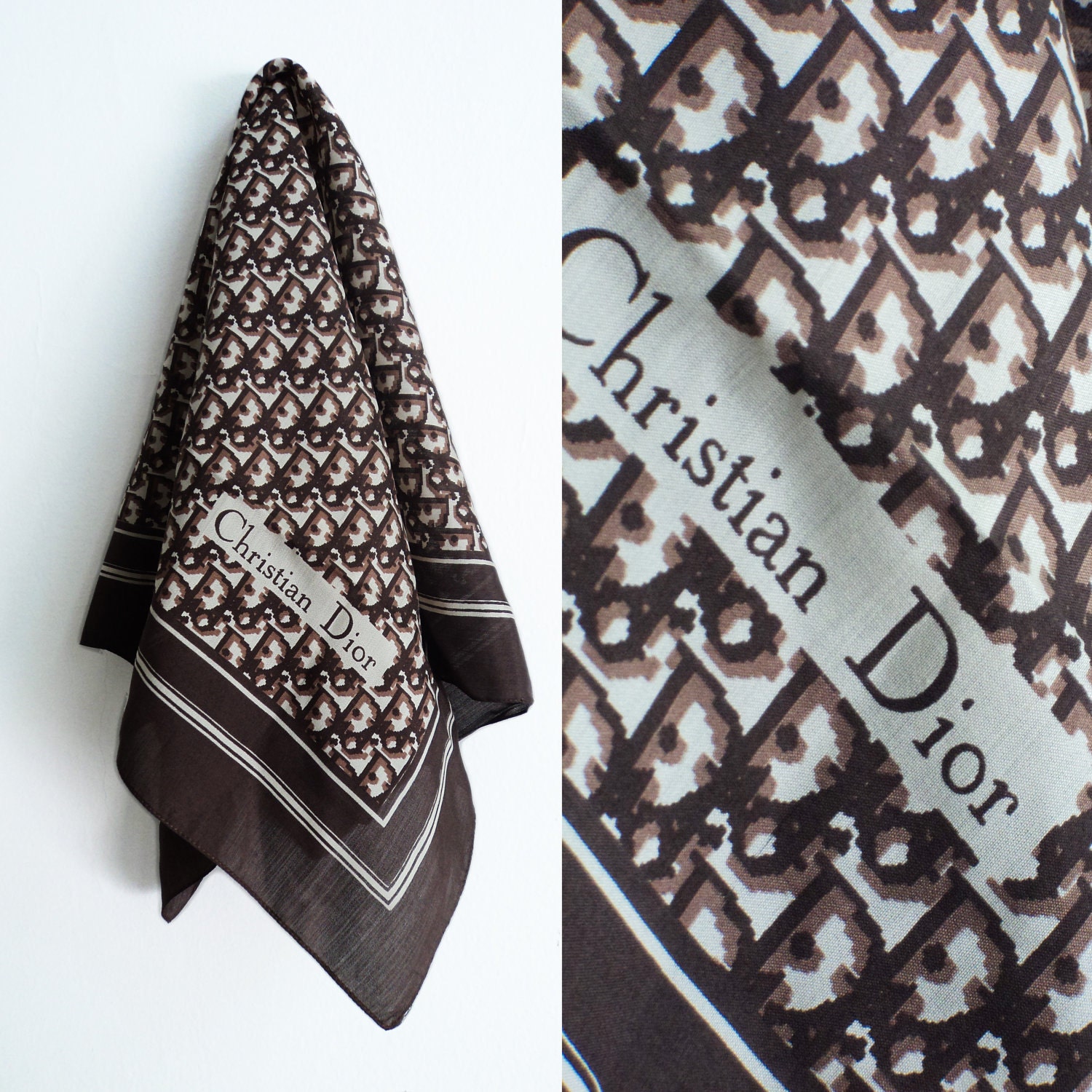 Vintage 1970s Christian Dior Scarf Handkerchief by ModernGhostBK