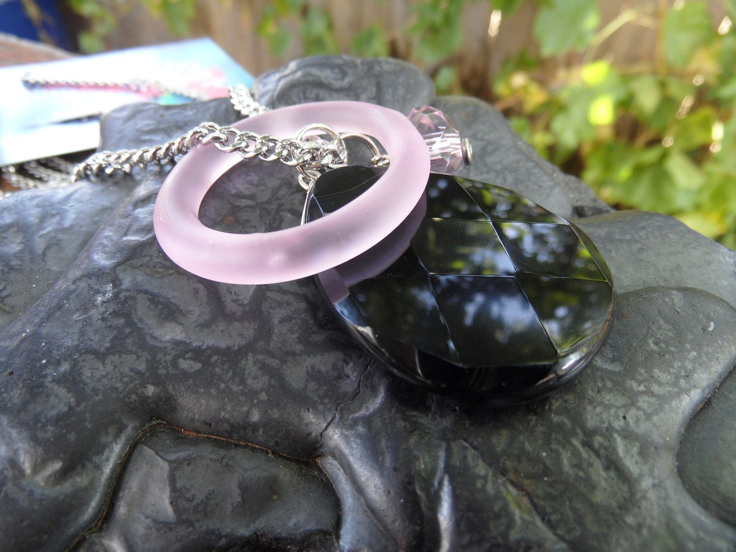 Pretty in Pink Glass, Onyx and Crystal