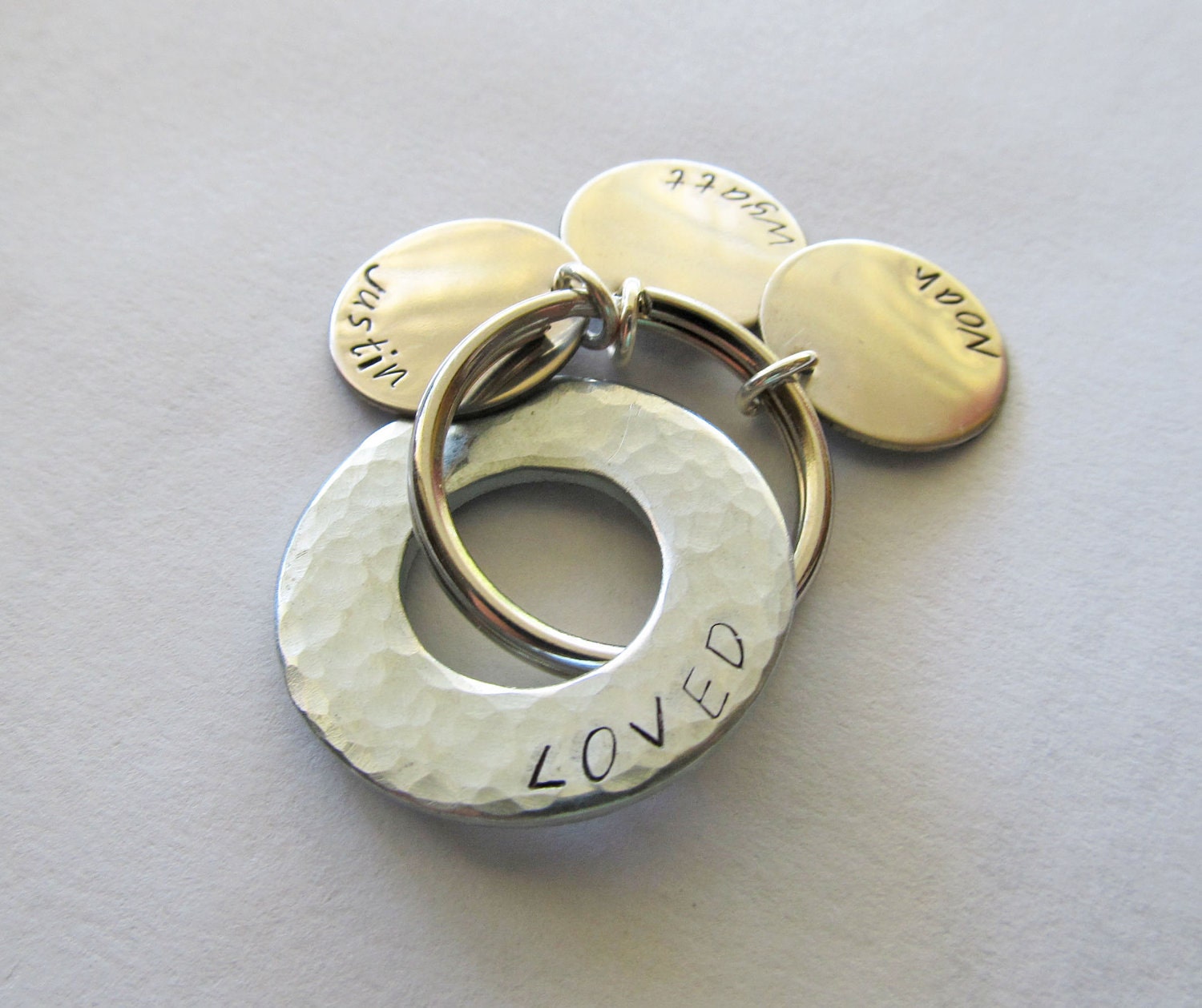 Personalized Key Chain with Silver Washer and Discs