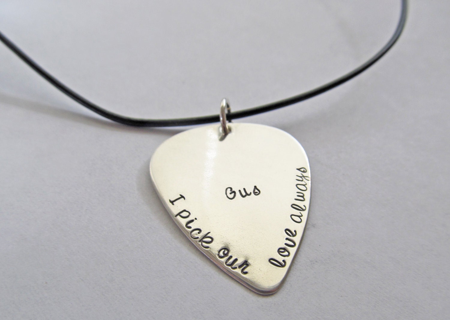 Personalized Mens Necklace with Guitar Pick - Personalized Jewelry