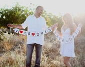 SAVE the DATE Banner, Save the Date sign, wedding banner, Postcard photo prop, CUSTOM colors