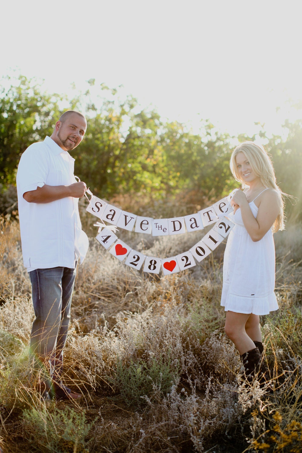 SAVE the DATE Banner, Save the Date sign, wedding banner, Postcard photo prop, CUSTOM colors
