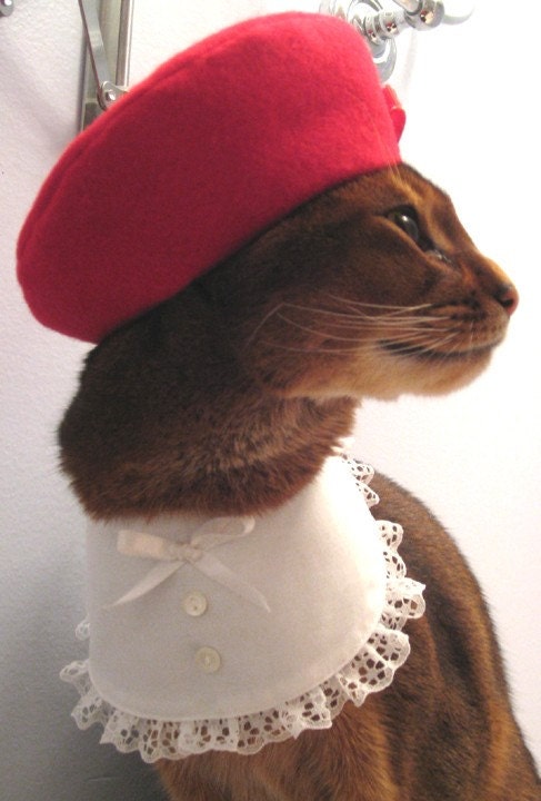 Red Beret with grosgrain ribbon bow