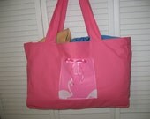 Shower Curtain Beach Bag - Pink Flamingos