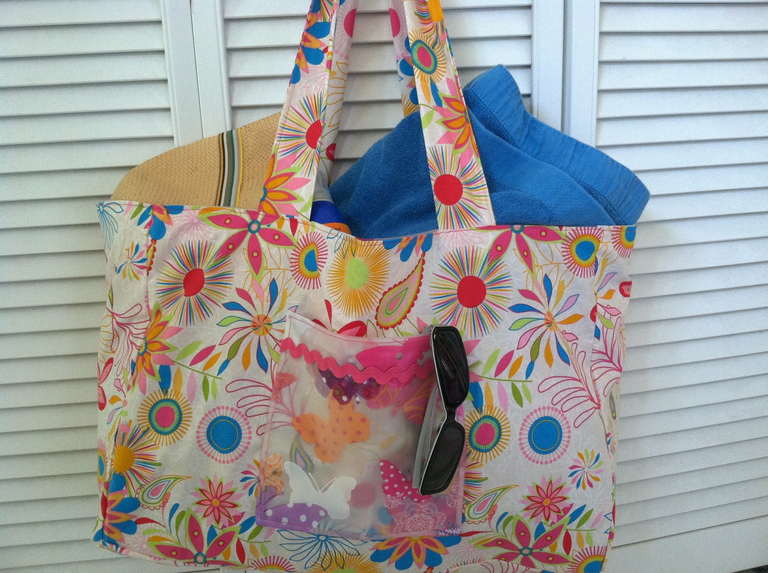 Tropical Flower Shower Curtain Beach Bag