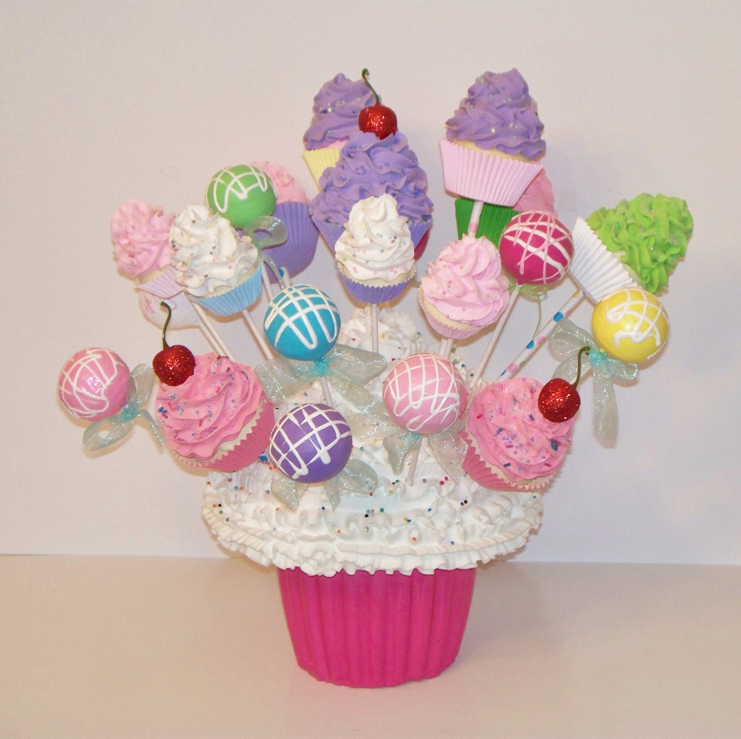 ONE Fake Cupcake Lollipop Cake Pop By FakeCupcakeCreations ONE Fake Cupcake Lollipop Cake Pop By FakeCupcakeCreations