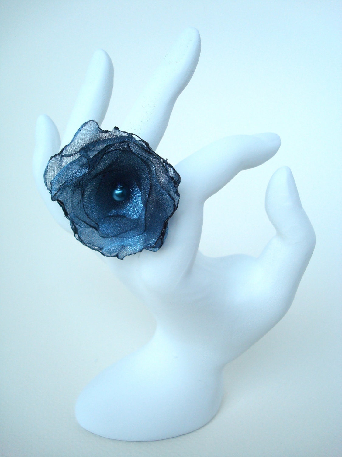 Blue Organza Flower RIng