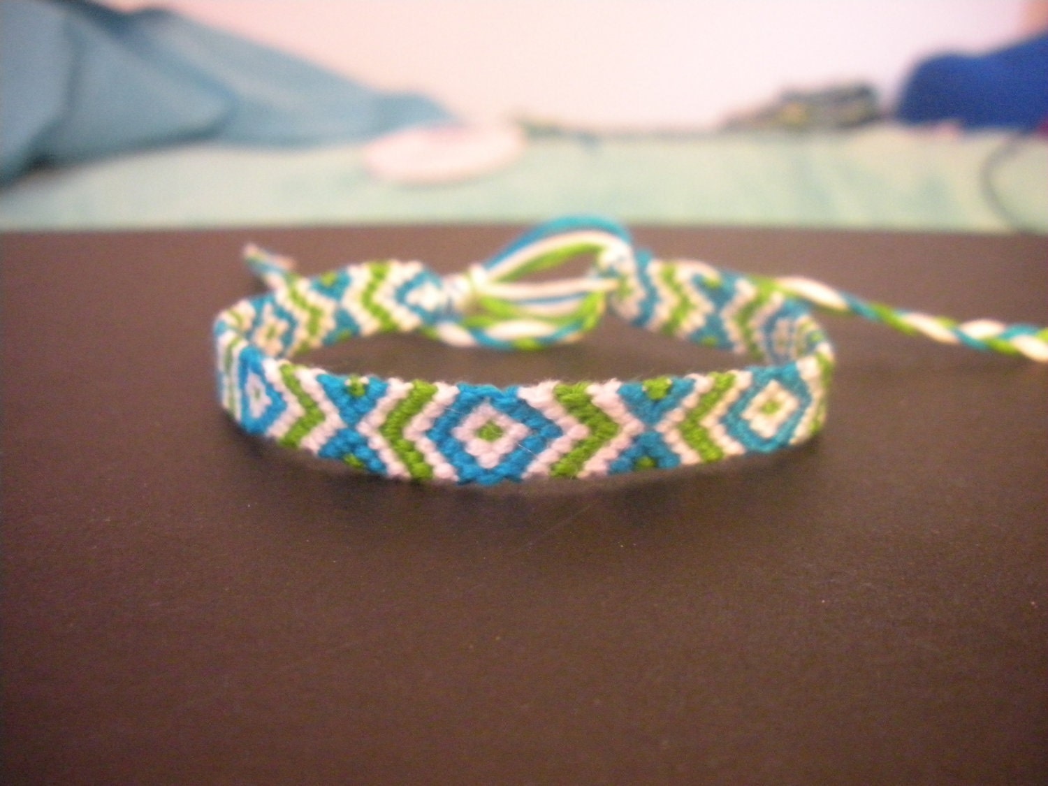 Blue and Green Bordered Diamond Bracelet