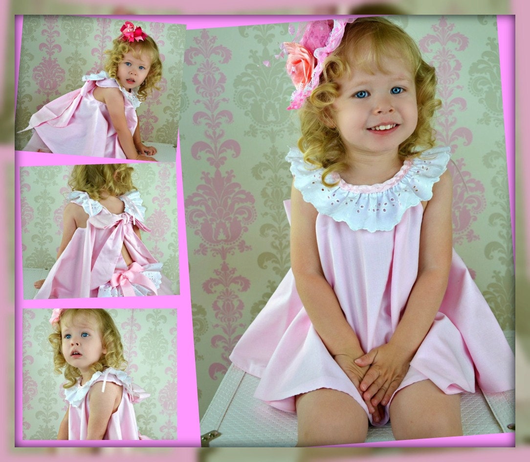 Girls Baby Toddlers Custom Sundress & Ruffled Panties Ballet Pink and white 2 piece sizes 0-3 mos,3-6 mo, 6-9mo , 9-12 mo,18 mo
