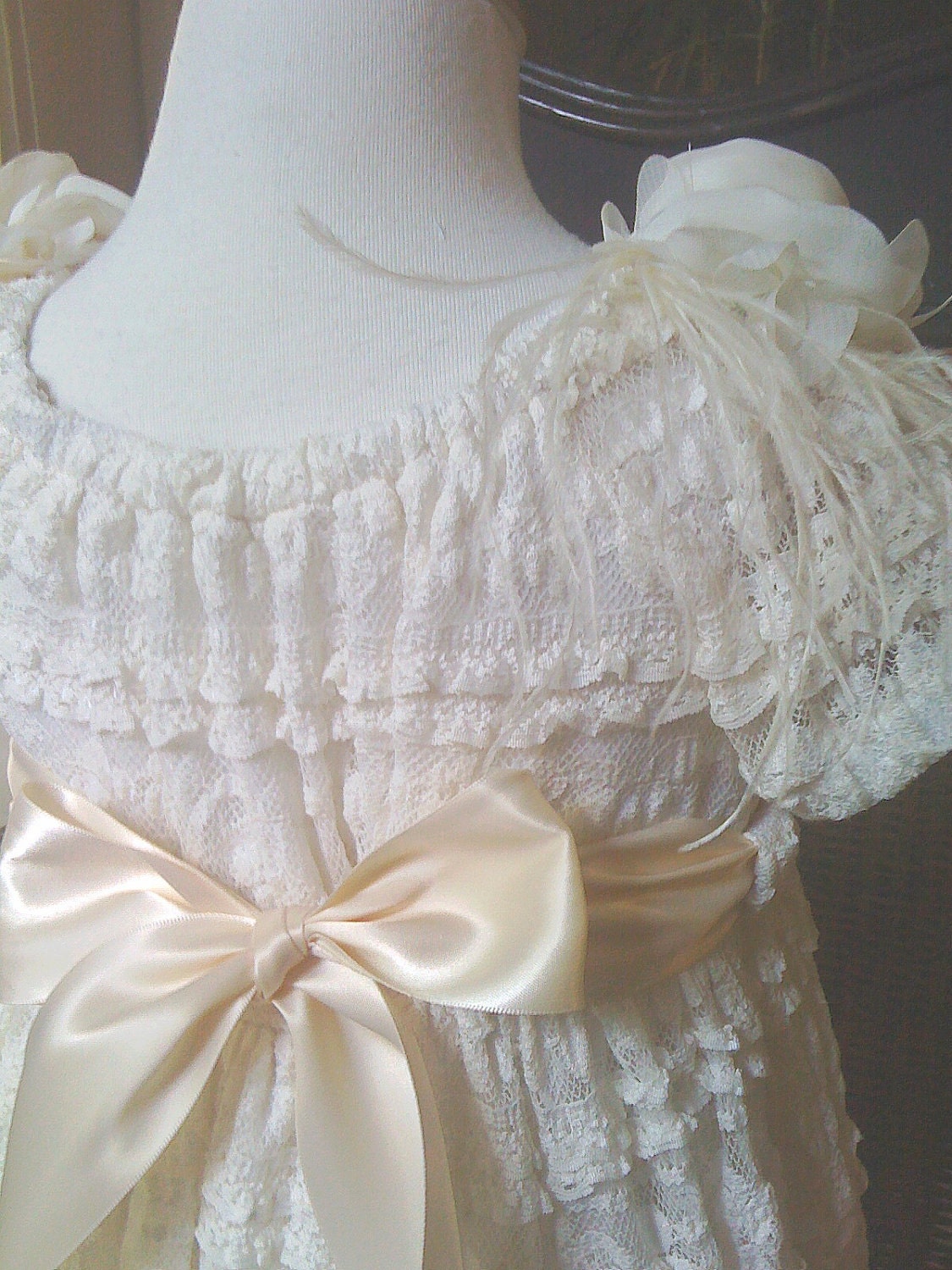 Flower Girls first communion Ivory Lace Dress 5-6