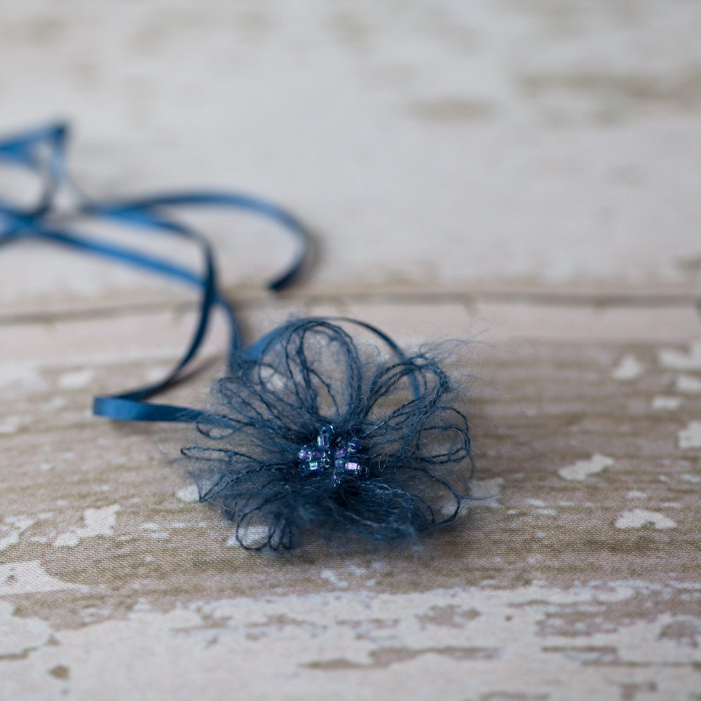Wispy  Flower Headband - Dark Teal