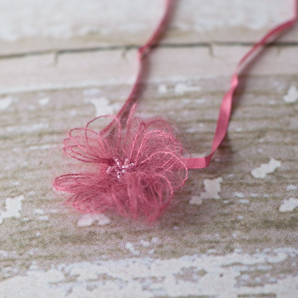 Wispy  Flower Headband - Soft Raspberry