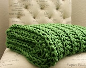 Sale WEST BAY THROW in Green - Soft, warm & cozy throw - Perfect gift for wedding, housewarming, anniversary and holidays or for your home