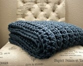 Sale WEST BAY THROW in Blue - Soft, warm & cozy throw - Wedding, housewarming, anniversary and holidays or for your home