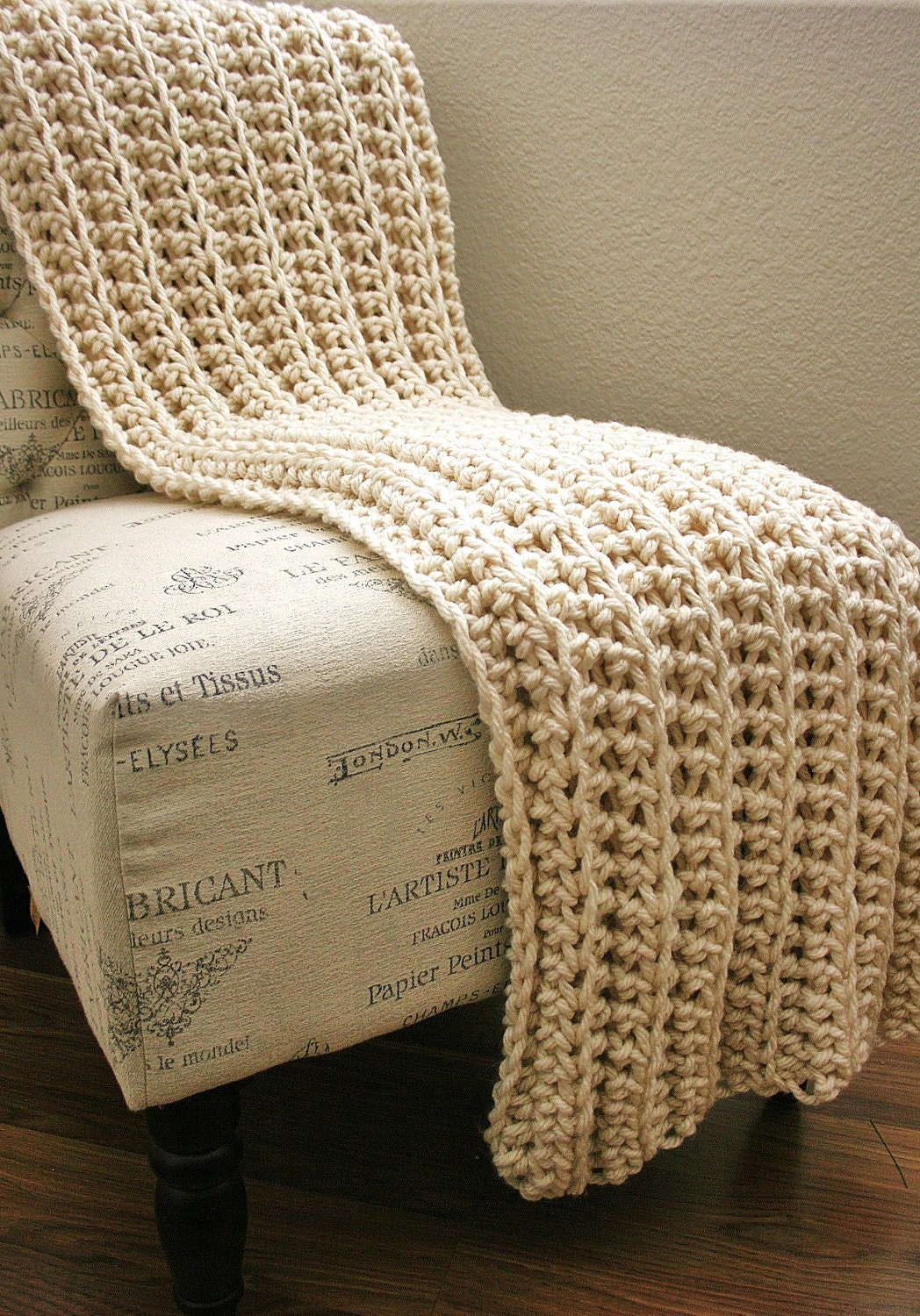 Sale WEST BAY THROW in Cream - Soft, warm & cozy throw - Perfect gift for wedding, housewarming, anniversary and holidays or for your home