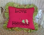 Decorative Pillow with Lovebirds, ruffle