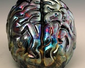 Raku brain sculpture, luster