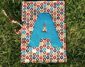Personalized Kids Notebook Set  with Hand Made Fabic / Felt Cover  and  Eco-Pencils
