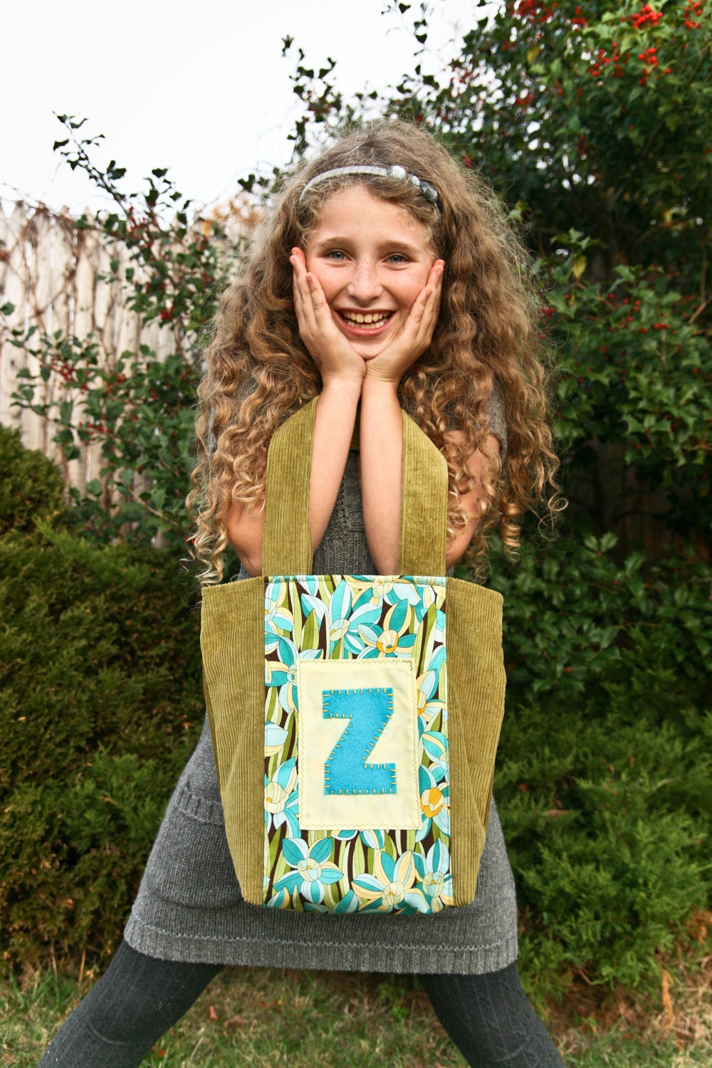 Personalized Tote, Trick or Treat Bag, Turquoise Green Handbag, Kids Tote Il_170x135