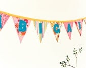 Personalized Fabric Banner, Baby Shower Bunting, Nursery Name Banner, BIrthday Party Garland, Pink,Teal Il_170x135