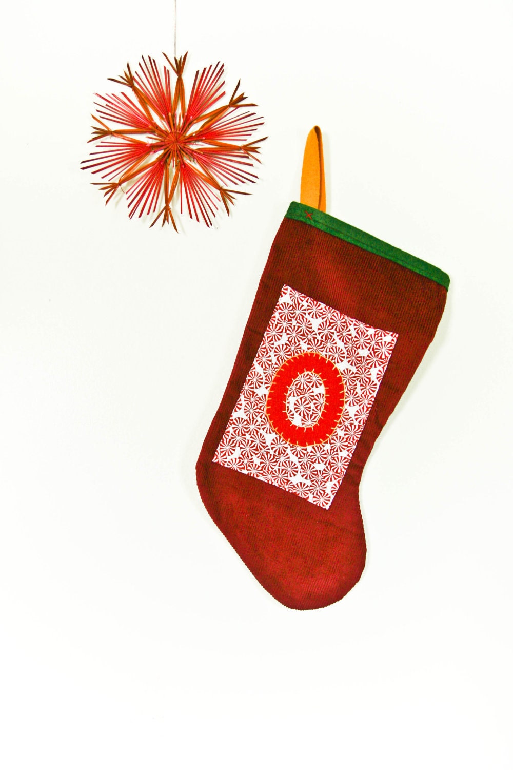 Personalized Christmas Stocking, Custom Holiday Decoration - Red Corduroy Il_570xn