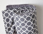 Baby Blanket, Pewter Metro Rings and Gray Bubble Dot Minky