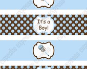 DIY Baby Boy Collection PRINTABLE Water Bottle Labels blue brown Il_170x135
