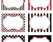 INSTANT DOWNLOAD diy Pirate Birthday Party PRINTABLE Food Labels favor tags Red black white polka dots stripes Il_170x135