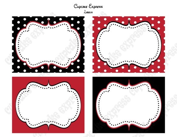 INSTANT DOWNLOAD diy Minnie Mouse Birthday Party PRINTABLE Food labels Red display cards - Cupcake Express Il_570xn