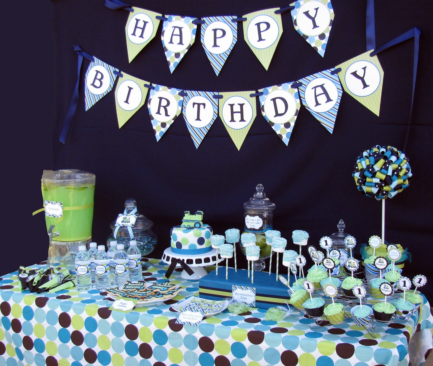 DIY Train Birthday Collection Deluxe PRINTABLE Party Package  Banner Cupcake toppers Invitation more...