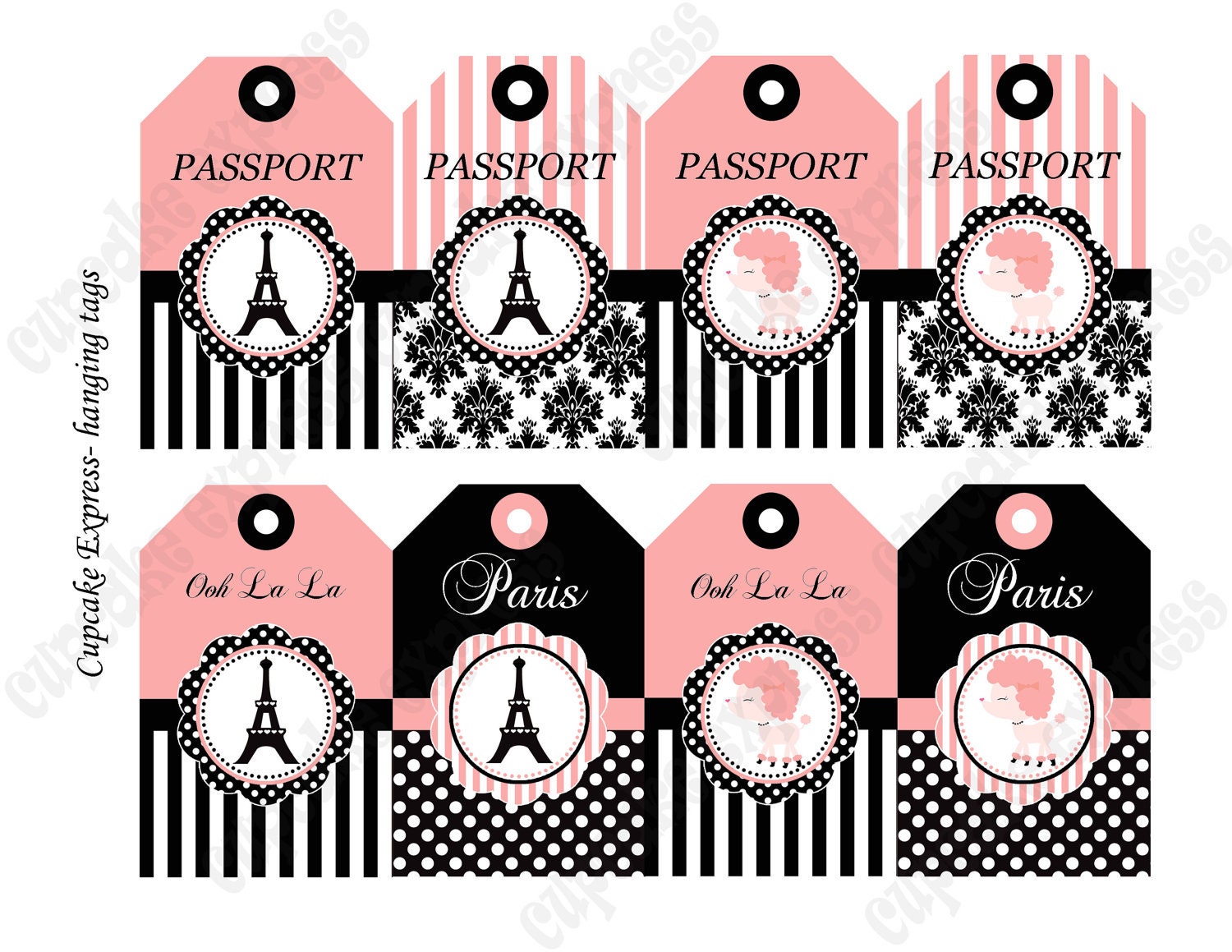 DIY Paris Birthday Collection PRINTABLE Party  Deluxe  Package  pink black