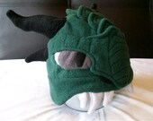 Green Dragon "Crookedhorned" Fleece Hat - Child to Adult Sizes - Custom Colors