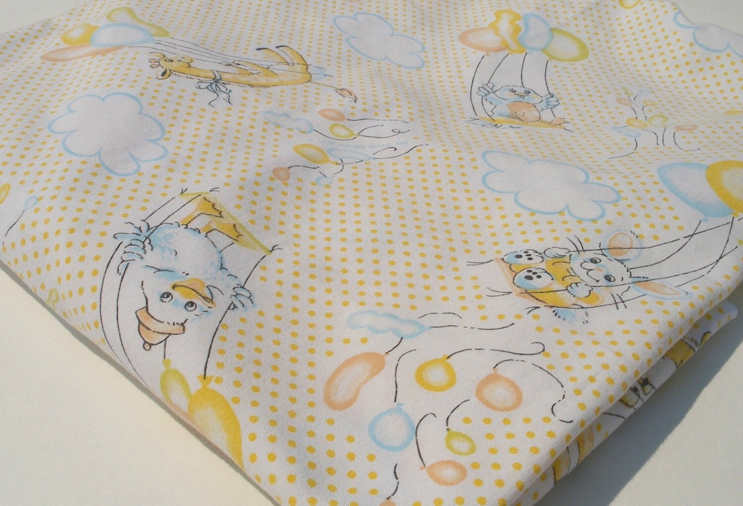 Vintage Baby Crib Sheet Yellow Polka Dots by BornAtTheWrongTime