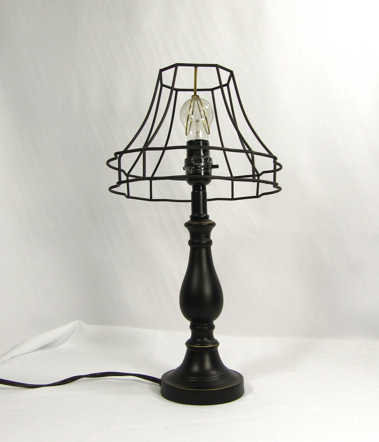 Black Lamp Shades on Black Lamp Minimalist Shade Wire Frame Hand Made Table Lamp