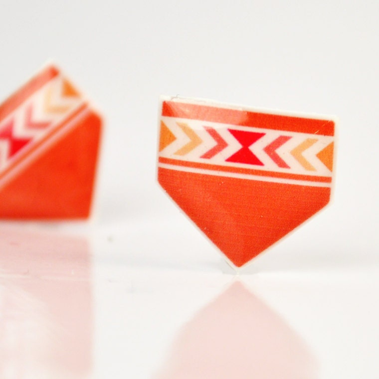 Vermillion Pueblo Post Earrings - Hypoallergenic Surgical Stainless Steel Posts