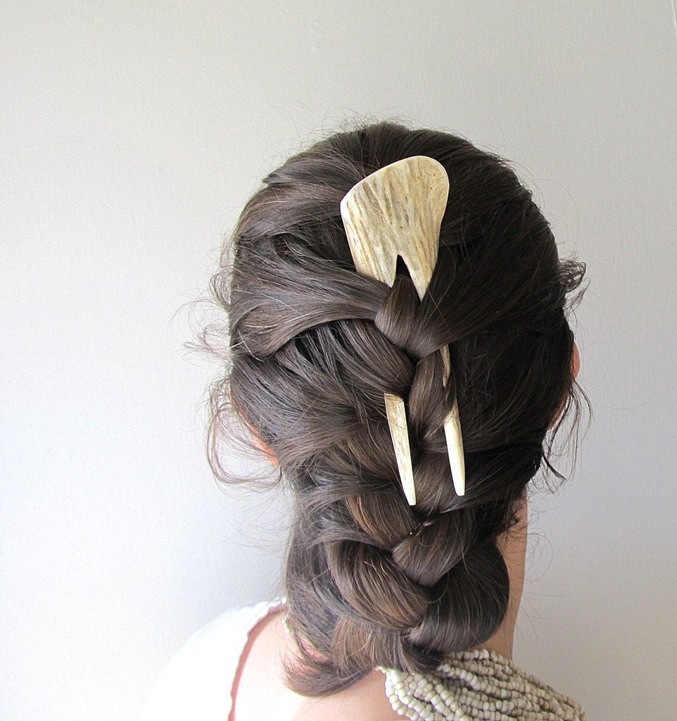 Elk Antler Hair Comb Hair Fork Statement Hairpiece Tribal Fashion
