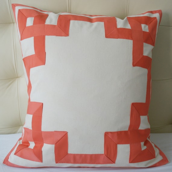 Greek Key Decorative Pillow Cover - Coral Pillow - 20X20